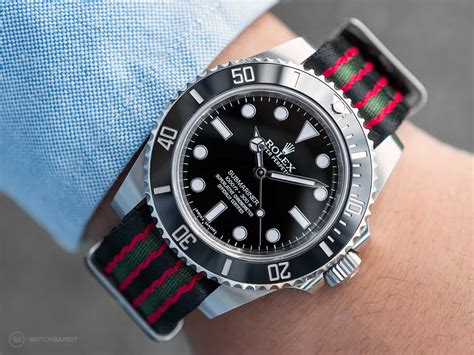 rolex submariner 11040m 2 line nato band|rolex rubber strap.